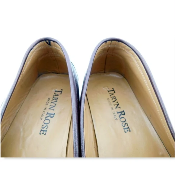 TARYN ROSE Brown Leather Slip On Penny Loafer Flats 42.5